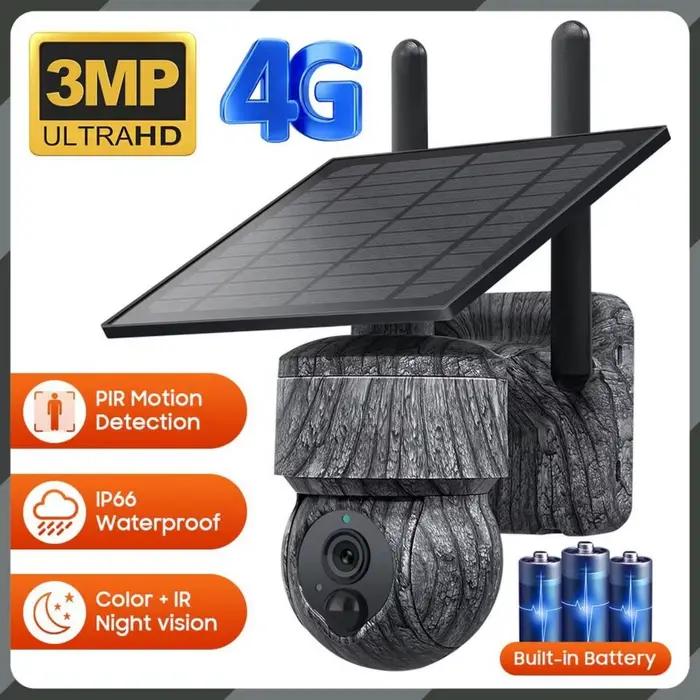 Caméra de suivi des sentiers sans fil à énergie solaire WIFI 4G, pièges avec alarme de vue en direct, détection humaine, caméra PTZ pour la chasse de sécurité à domicile