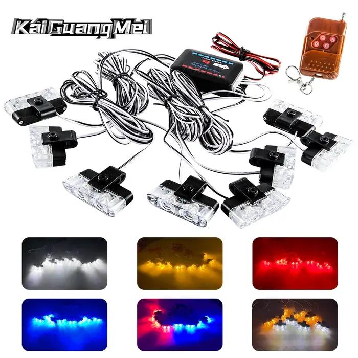 1 remorquage 8 LED lumières de Police pour voiture 12V sans fil à distance clignotant lampe d'averti