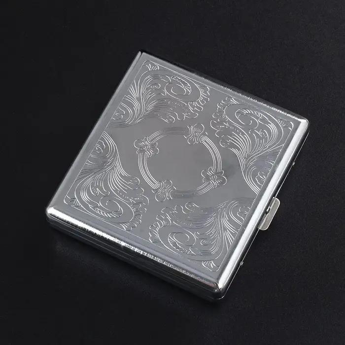 Boîte à cigarettes Portable en relief en acier inoxydable, 20 paquets, étui à cigarettes épais pour hommes résistant à la pression pour régular