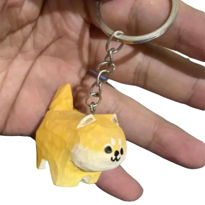 Porte-clés en bois sculpté Akita Husky chien kawaii élégant pour étudiant cadeau occasion spéciale