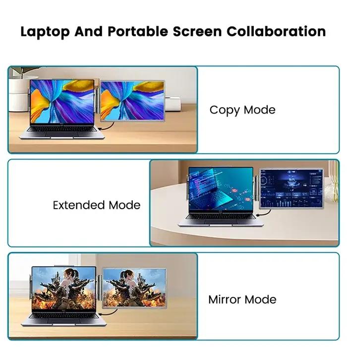 Écran portable double 14 pouces 1920x1200 IPS pliable USB-C pour ordinateur portable 13.3-17 pouces professionnel télétravail gaming présentation