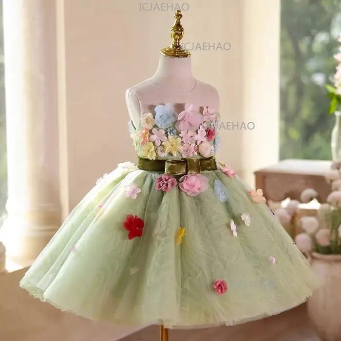 Robe de Princesse pour Enfants, Costume de Fille pour Anniversaire, Robe de Performance au Piano, Te