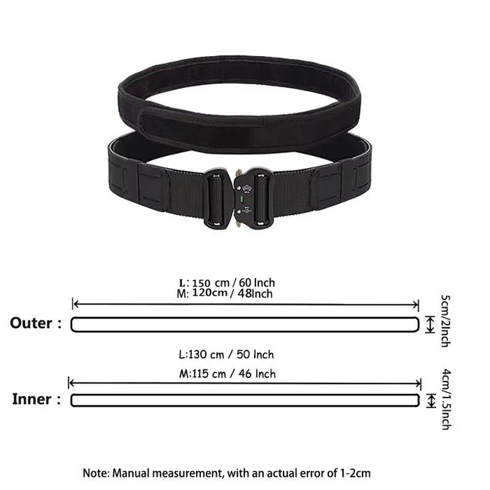 Ceinture tactique de 2 pouces, boucle métallique à dégagement rapide, ceintures MOLLE Airsoft pour h