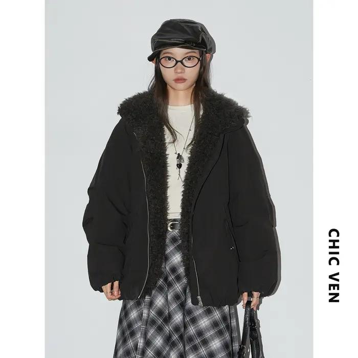 Manteau Chic Ven pour Femmes Viscose Polyester Chaud Élégant Pour Bureau Occasions Spéciales Automne Hiver