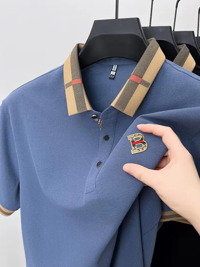 Polo logo luxueux homme en coton polyester décontracté avec motifs lettres pour été et occasions quotidiennes