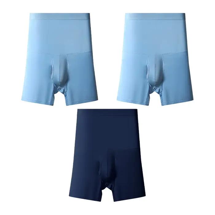 Sous-vetements de sport pour hommes taille haute cintrée allongee anti-frottement protection de la taille 3 pieces boxer tricote polyesther elasthanne occasion sport quotidienne