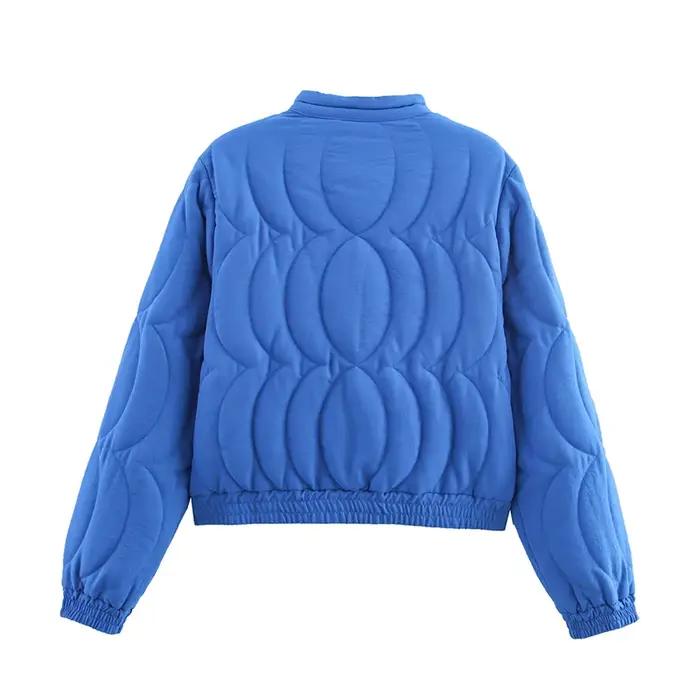 YENKYE 2025 automne femmes broderie florale veste matelassée manteau col montant à manches longues d