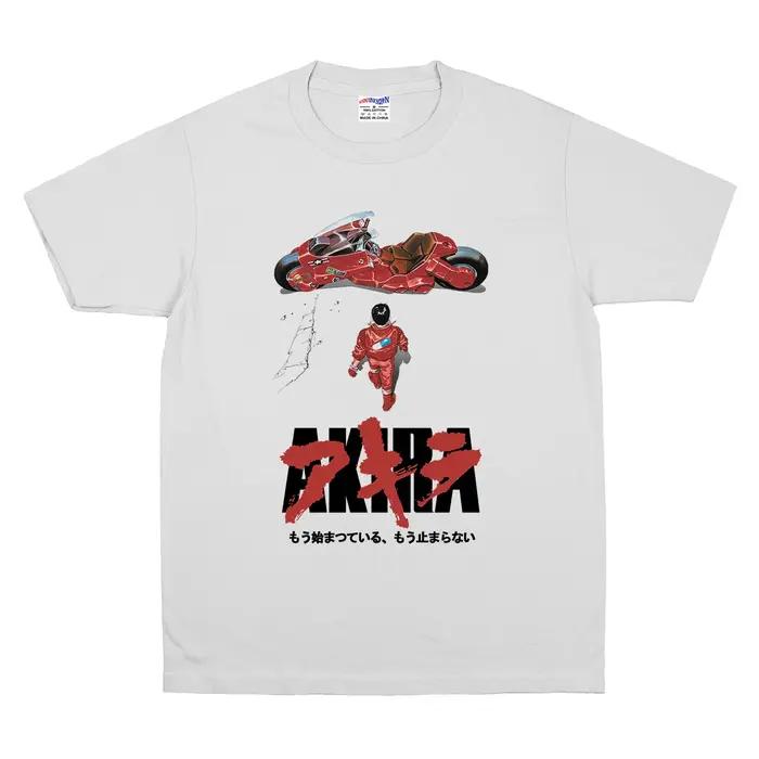 T-Shirt Akira en coton blanc homme style décontracté col rond motif dessin animé pour homme四季适用日常穿着白棉男式宽松Akira动漫图案T恤