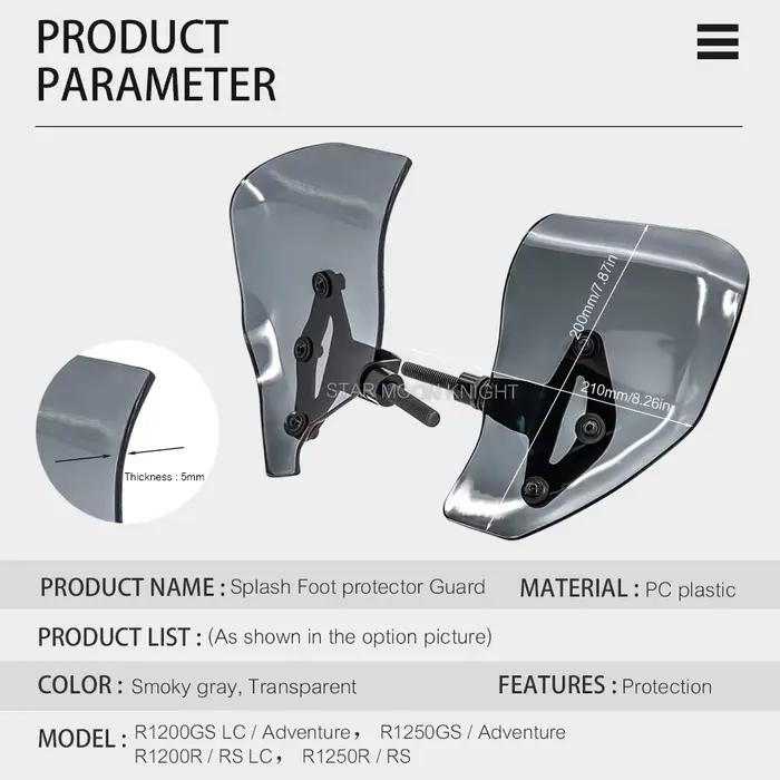 Protecteur de pied anti-éclaboussures pour moto BMW R 1200 GS 1250 R1200GS R1250GS Adventure R1200R