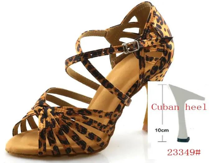 WUXIJIAO classique nouage chaussures de danse latine anglais léopard Satin