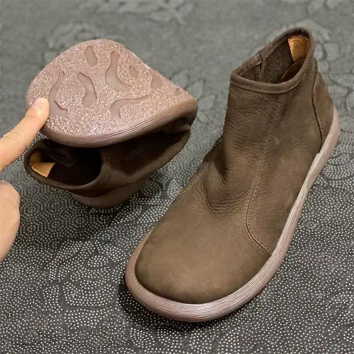 Bottes Chelsea à bout large pour hommes, chaussures d'automne et d'hiver en cuir de vache, montantes