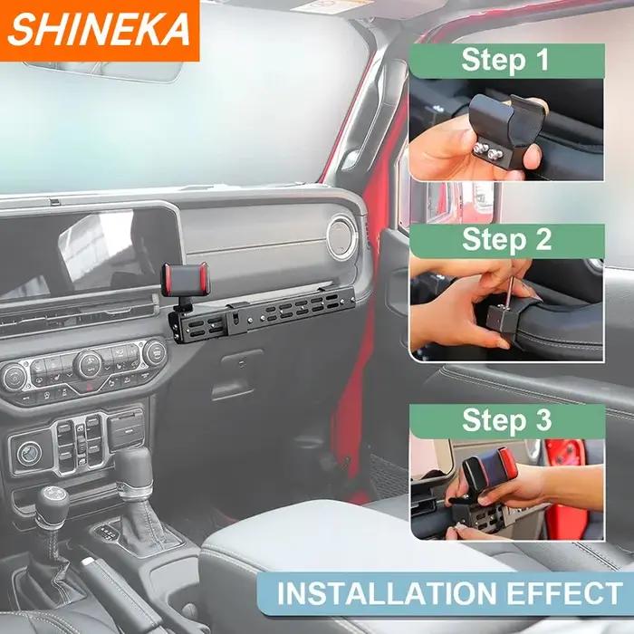 SHINEKA-Support de téléphone pour Jeep Wrangler JL Gladiator JT, poignée co-pilote, support GPS, sup