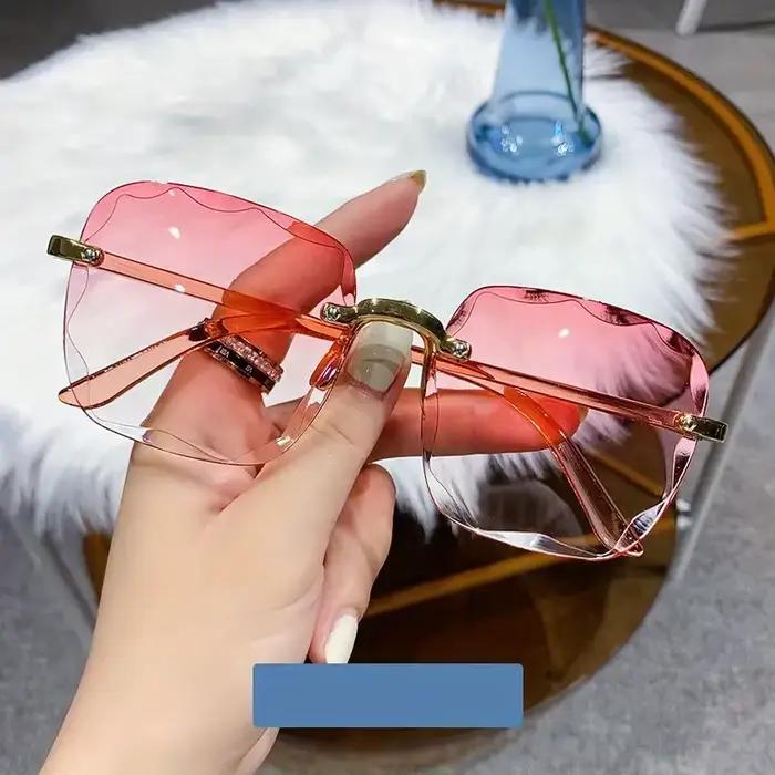 Lunettes de soleil carrées sans monture pour hommes et femmes