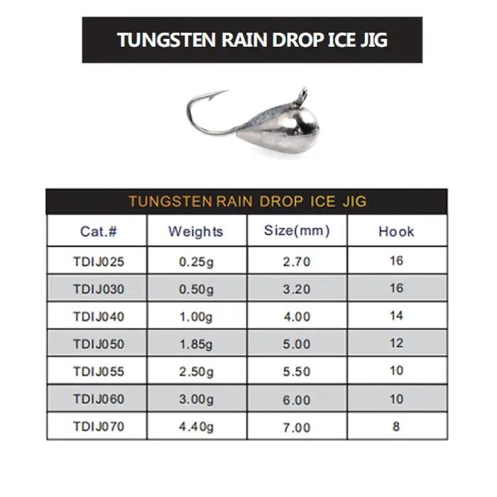 Jig de pêche sur glace en tungstène, crochet japonais 0.25g-4.4g, tête de gabarit sur glace, appât e