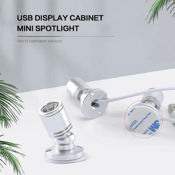Projecteur Led USB 3W DC5V, pour armoire à bijoux, vitrine, comptoir, monté en Surface, Mini Spot lu