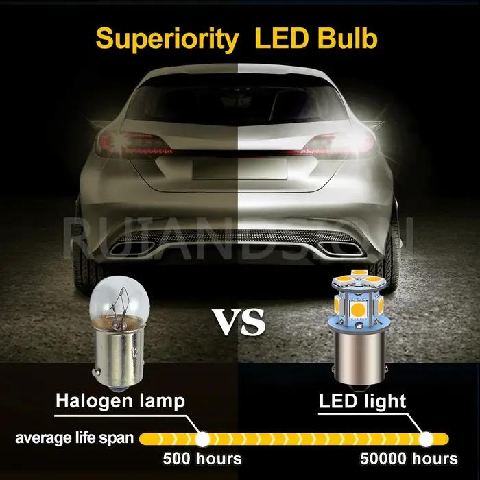 Ampoules LED R-ABC-X 1156 BA15S pour voitures camions motos feux arriere de recul antibrouillard lumiere intense couleur rouge blanc jaune blanc chaud