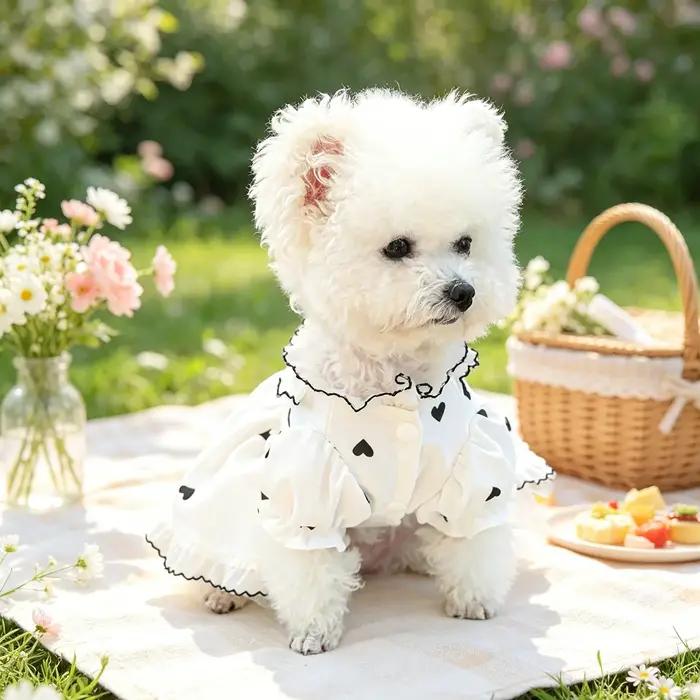 Robe pour animaux de compagnie à imprimé cœur noir