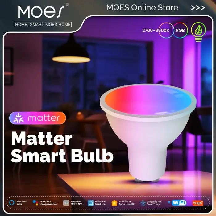 MOES Tuya Matter WiFi GU10 ampoule intelligente lumière LED à intensité variable 16 millions de coul