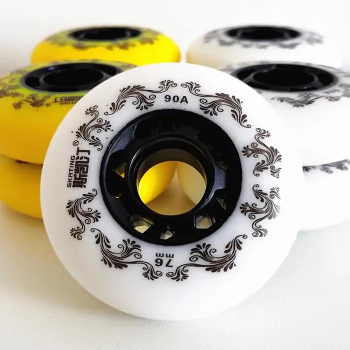 8 pièces blanc/jaune patins à roulettes roues 90A Freestyle pneu Durable 72mm 76mm 80mm patin à roul
