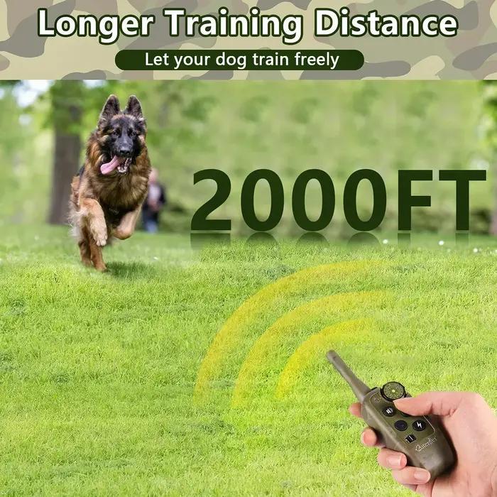 Collier de dressage pour chien CC-PetPulse, anti-aboiement, télécommande électronique, étanche, portée 2000 pieds, collier de dressage et de répulsion pour chien