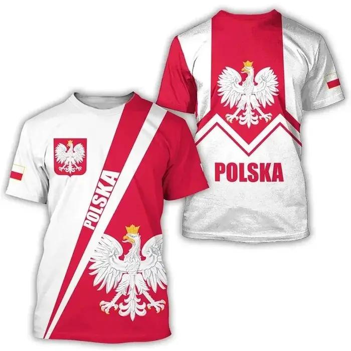 T-shirt imprimé 3D à thème drapeau de Pologne pour hommes et femmes, tee-shirt d'été à séchage rapide, respirant, mode urbaine, vêtements décontractés, coupe ample, manches courtes