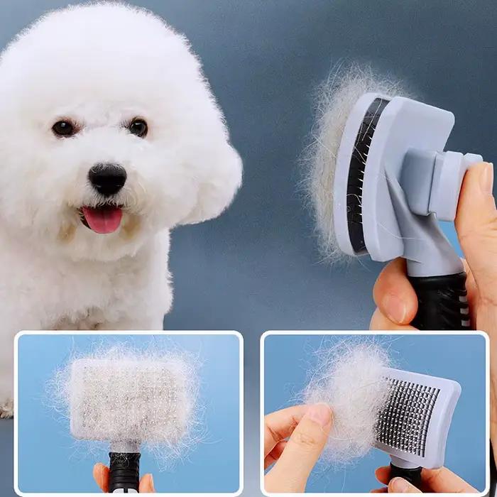 Brosse de Massage pour chiens, peigne automatique, épilateur de poils d'animaux, autonettoyant, pour chat, toilettage pour animaux de compagnie, nettoyage à un bouton