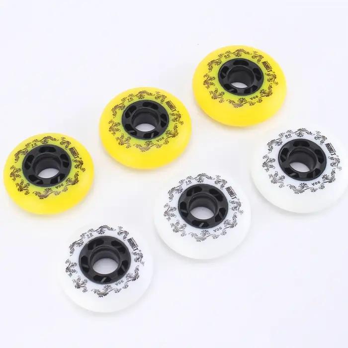 8 pièces blanc/jaune patins à roulettes roues 90A Freestyle pneu Durable 72mm 76mm 80mm patin à roul