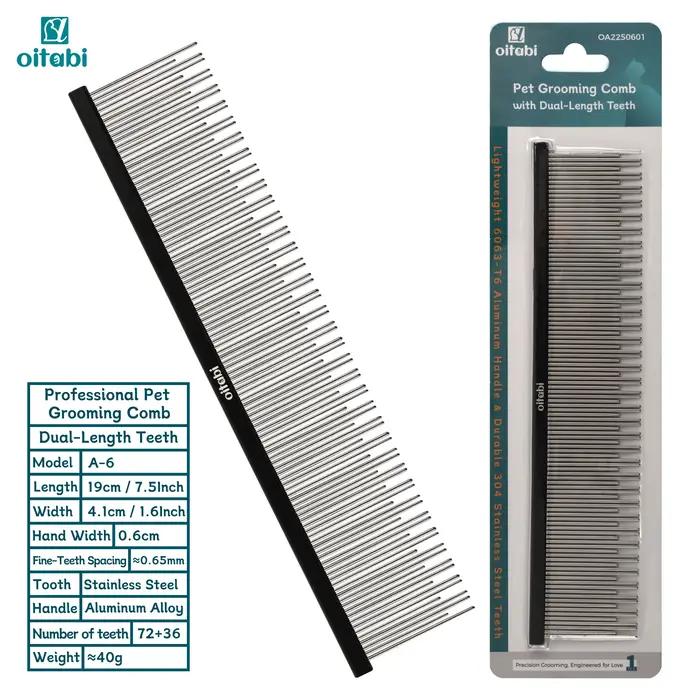 Peigne à double longueur Oitabi Cat Carding pour enlever le sous-poil et les poils morts, les coins