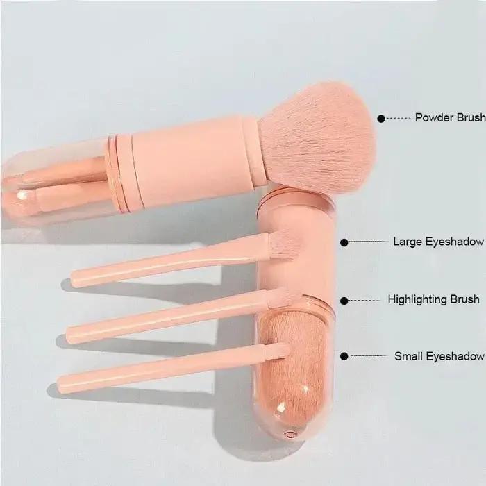 Ensemble de pinceaux télescopiques 4 en 1 pour voyageurs et mode de vie actif en plastique avec poignées colorées pour maquillage facile et élégant
