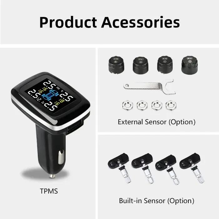 Jansite voiture TPMS système de surveillance de la pression des pneus capteurs allume-cigare avec Po