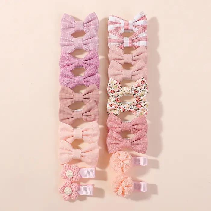 Pinces à cheveux avec nœuds pour enfants, 20 pièces/ensemble, Barrette Boutique, tissu à couverture