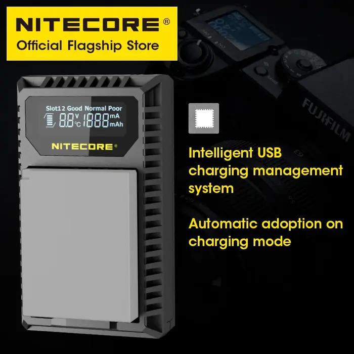 NITECORE FX1 Caméra Chargeur Touristes Fente USB LCD Intelligent Chargeur Sortie 1000mAh Pour Fujifi