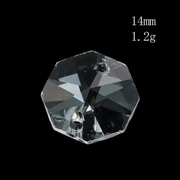 20 pièces de lustre à prisme en cristal de perles octogonales de 14mm, pièces de rechange, attrape-s
