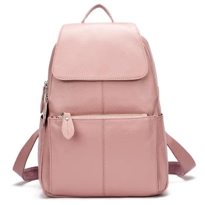 Zency mode femmes 100% sac à dos en cuir véritable sac à dos grande capacité Style Preppy brillant jaune ciel bleu viole