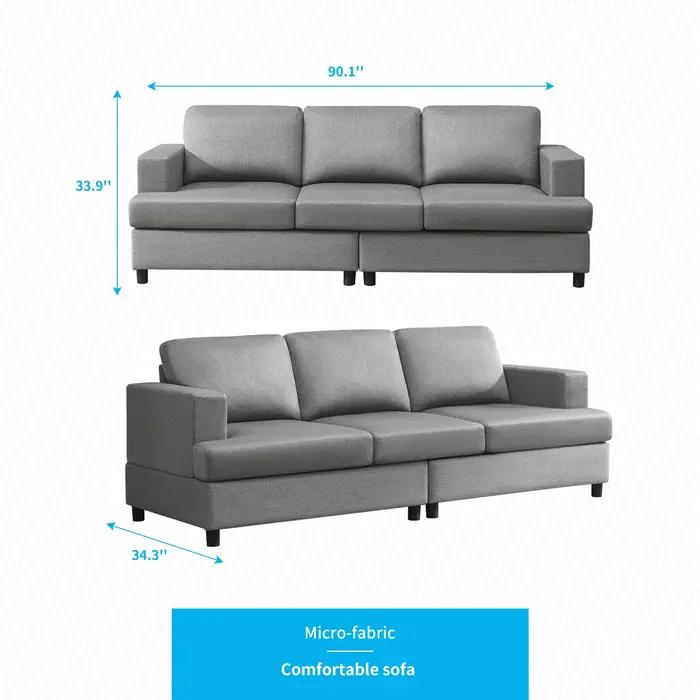 HORGgland-Canapé 3 places en tissu lin, confortable, moderne, pour salon
