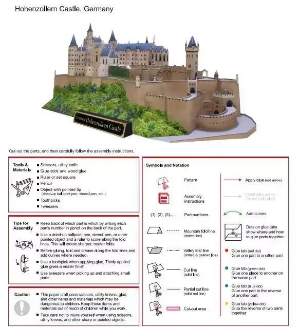 Château de Hohenzollern Allemagne 3D Papier Modèle Construction Artisanat DIY