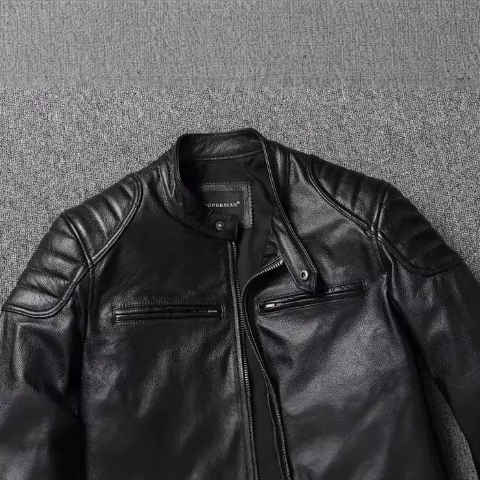 Veste en polyuréthane Ayrbao American Retro pour homme, résistante aux quatre saisons, doublure en coton, fermeture éclair pratique, style élégant à offrir pour des occasions spéciales