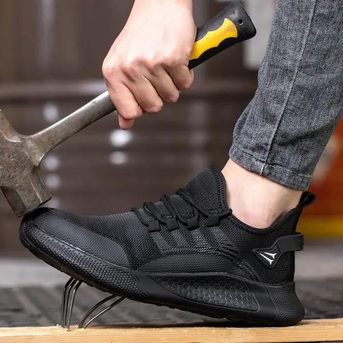 Bottes de sécurité pour hommes protection respirante anti-écrasement bout en acier baskets de travail construction confortables robustes