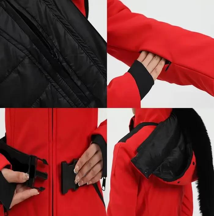 Pardessus de ski à capuche coupe-vent pour femmes survêtement thermique veste de montagne vêtements de neige sports de plein air hiver 2025 modèle 506