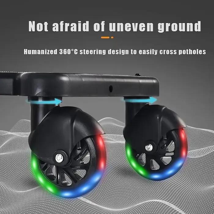 Planche à roulettes universelle pour poussette avec roues lumineuses clignotantes, accessoire 2-en-1