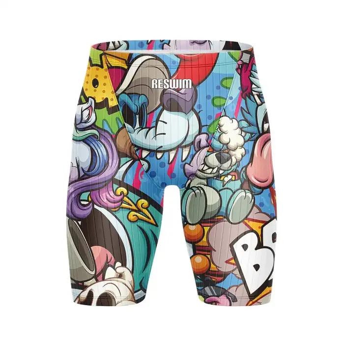 Nouveau maillot de bain athlétique pour hommes, motif dessin animé, short de natation durable pour l