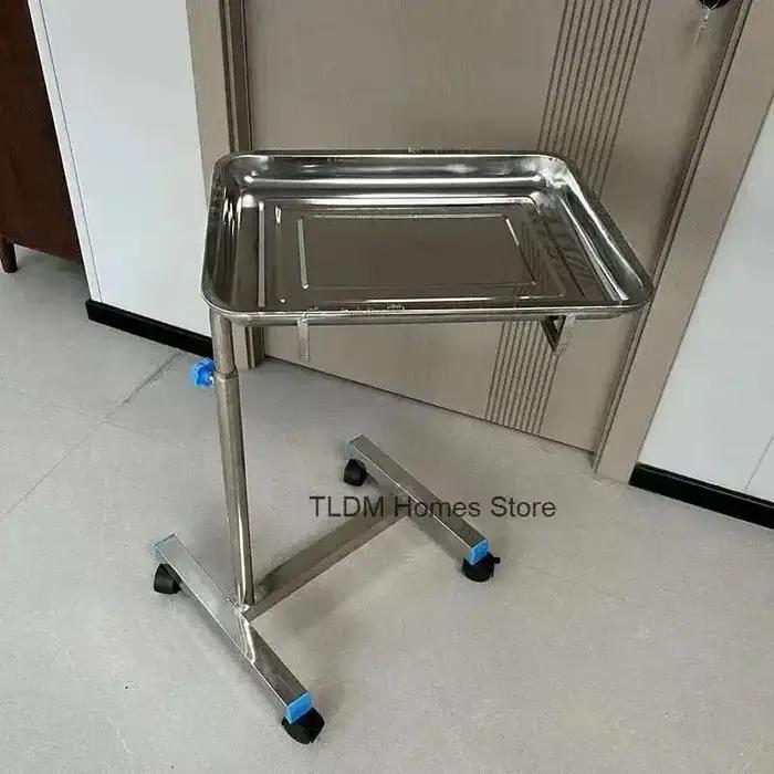 Chariot auxiliaire épais en acier inoxydable 304 avec roues, support de plateau médical multifonctio