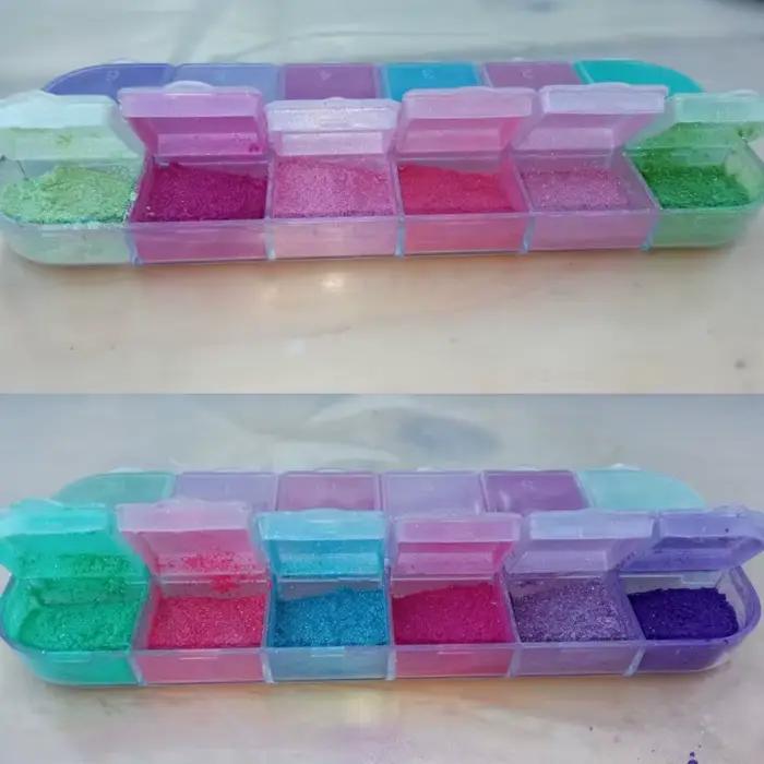 Poudre à ongles sirène effet miroir, 12 grilles, perle holographique, Pigment chromé, paillettes fin
