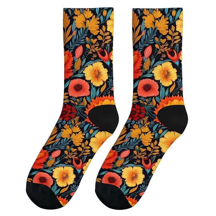 Chaussettes homme fun fleurs rétro artistiques - Style décontracté outdoor cadeau chasseur original