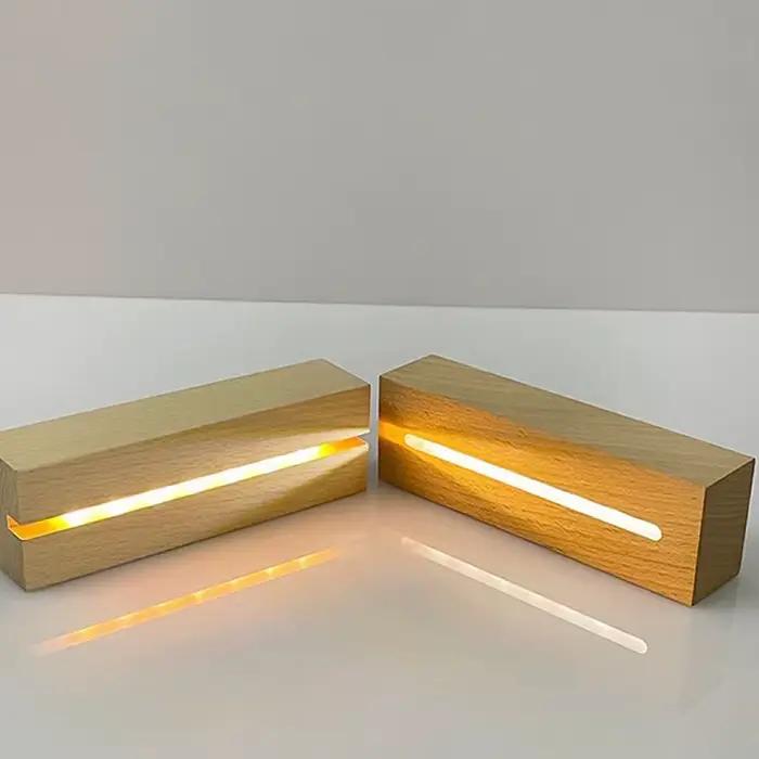 Présentoir de lumière Led à Base de bois de 5.9 pouces, alimenté par batterie AAA, pour lampe de nui