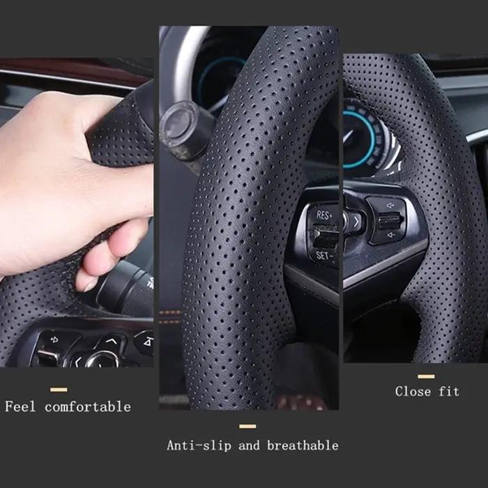 Housse de volant de voiture en cuir microfibre, personnalisée, antidérapante, respirante, pour Chevr