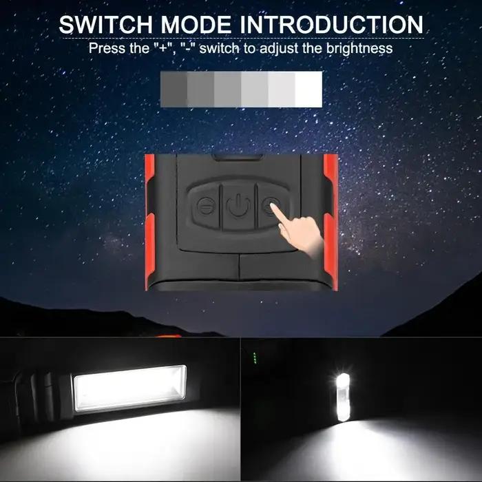 Lampe de travail LED COB à intensité variable, lampe de poche Rechargeable par USB, lampe d'inspecti