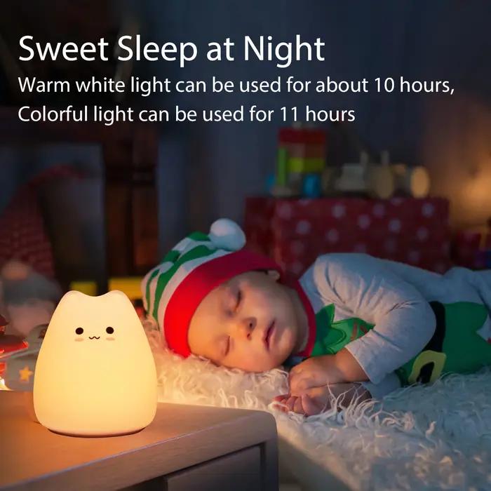Mini Kawaii populaire chat bébé lampe de nuit 7 couleurs Pat Touch couleur changeante Protection des