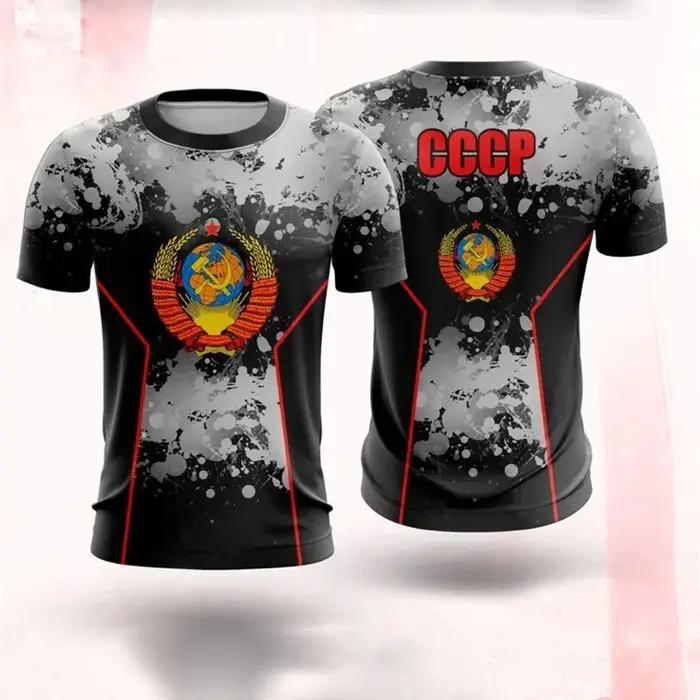 Blason russe T-shirt pour hommes vêtements Camouflage tenue de Sport en plein air t-shirts fierté à manches courtes