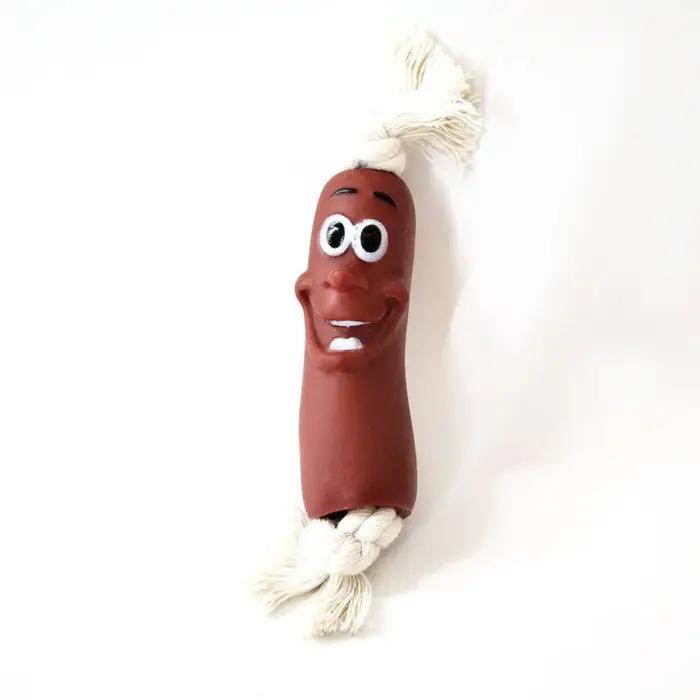 Jouet à mâcher pour chien en forme de saucisse, construction robuste résistante aux morsures, jouet